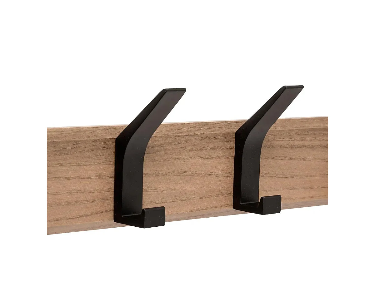 Patère 4 Tiges Effet Bois "Ziny" 45cm Naturel & Noir
