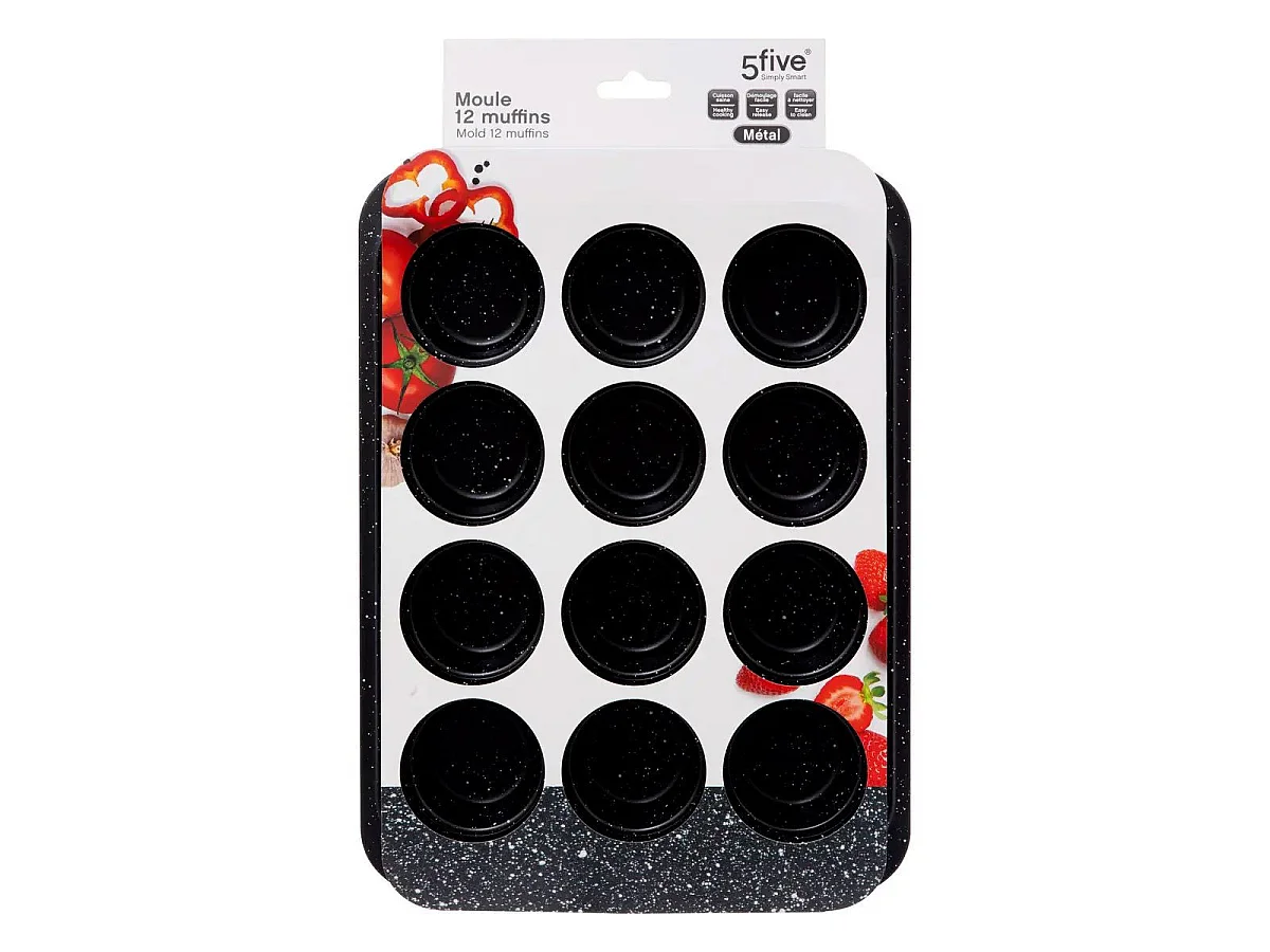 Moule 12 Muffins "Caractère" 33cm Noir