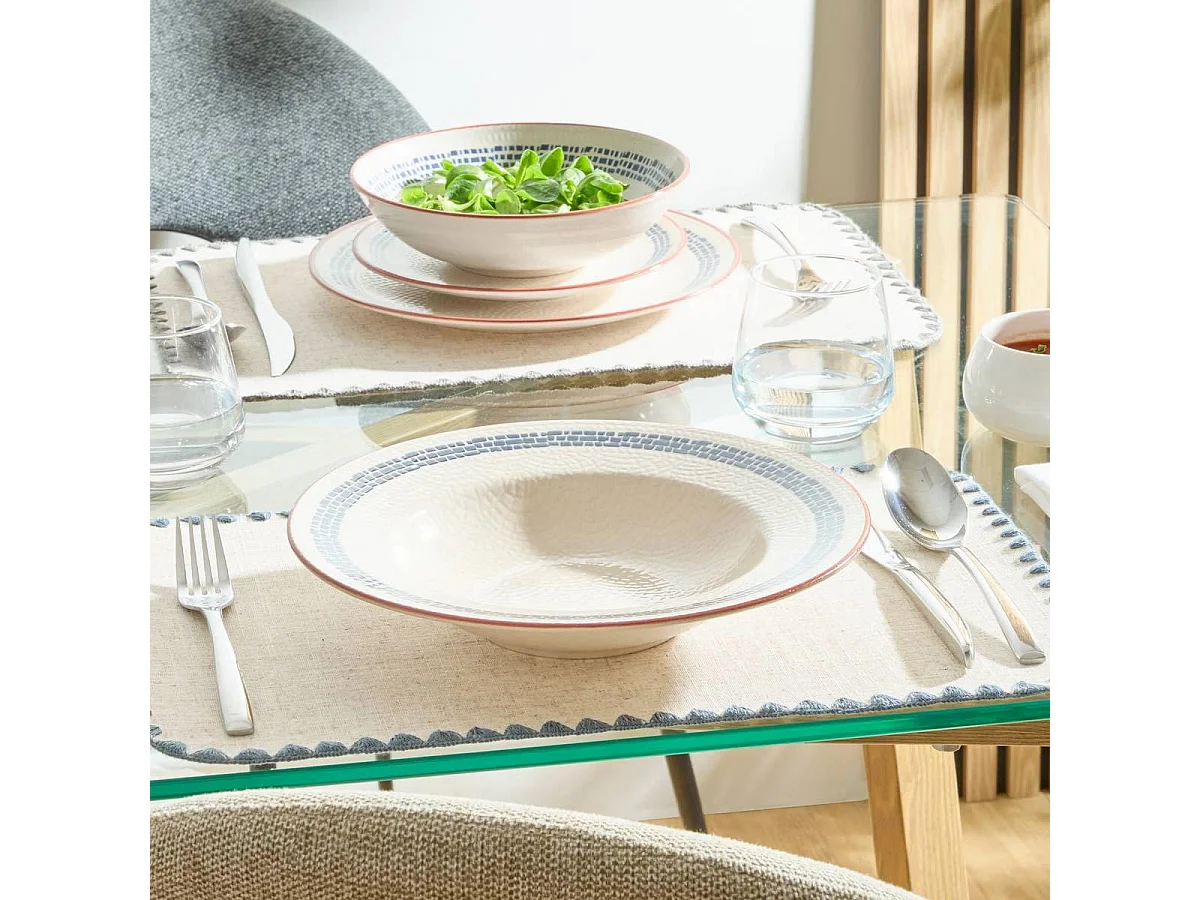Lot de 6 Assiettes à Pâtes "Morgane" 28cm Crème