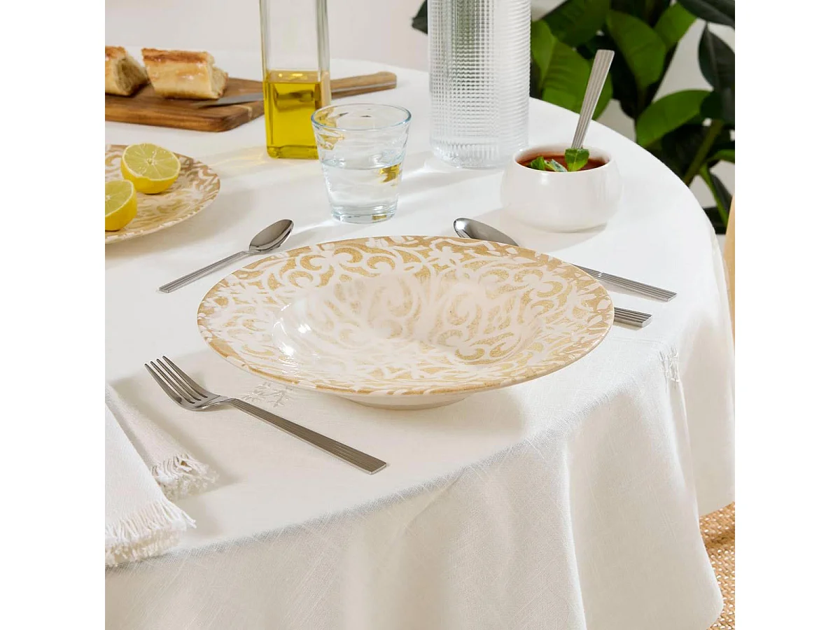 Lot de 6 Assiettes à Pâtes "Anna" 28cm Crème