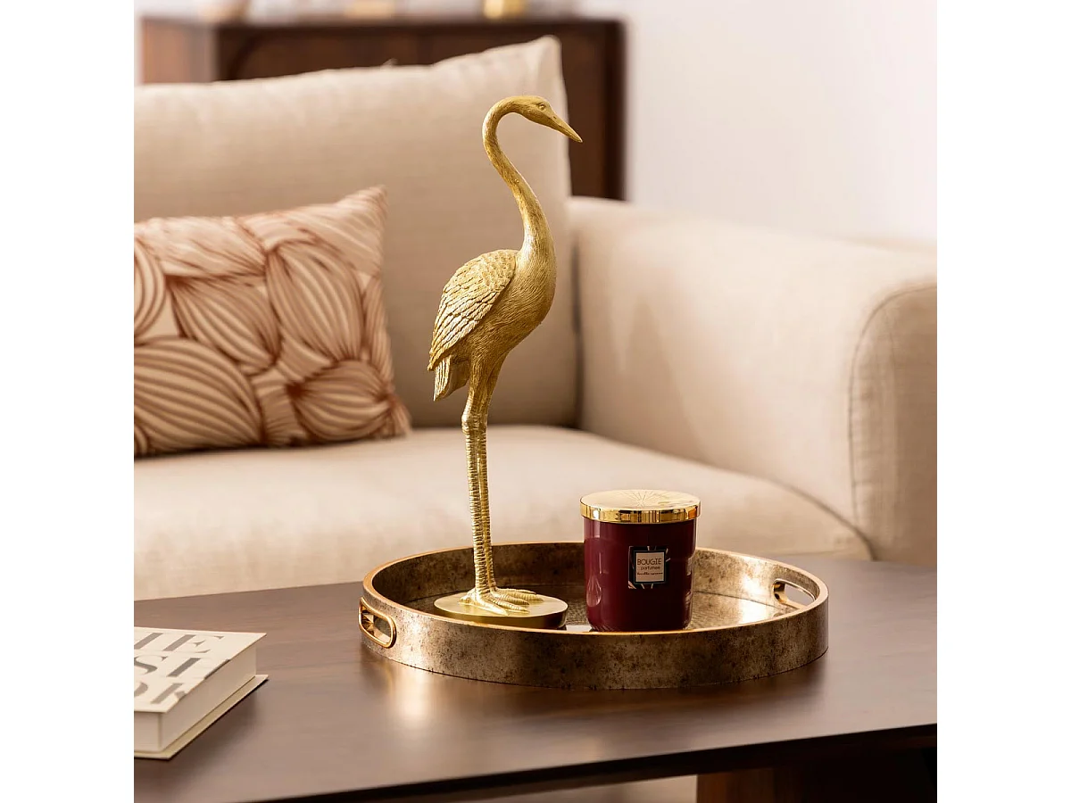Statuette Déco Héron "Automne" 41cm Doré
