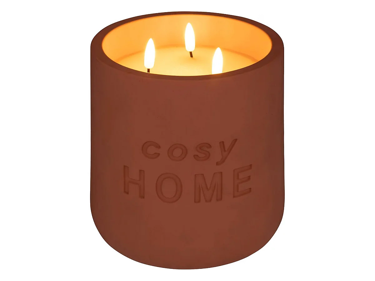 Bougie Déco LED "So Cosy" 18cm Terracotta