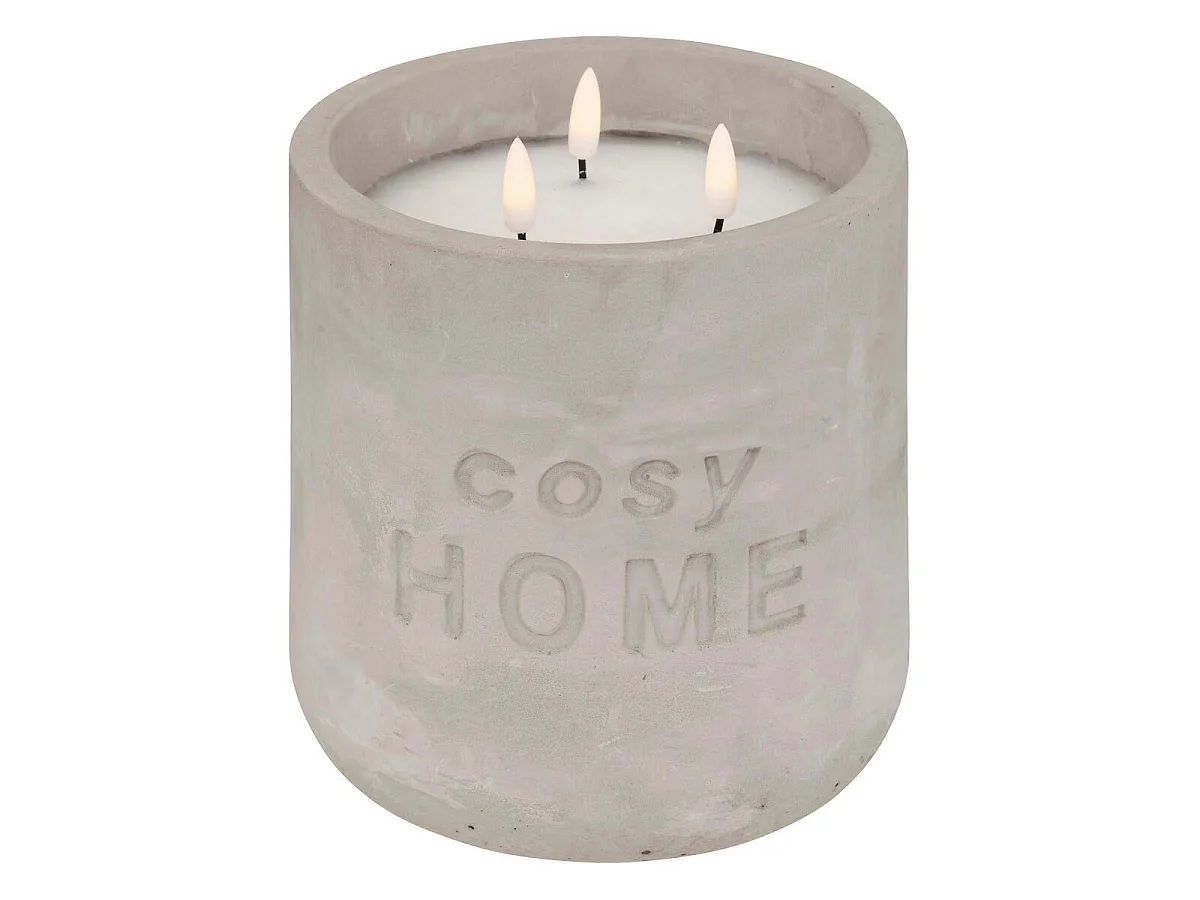 Bougie Déco LED "So Cosy" 18cm Gris