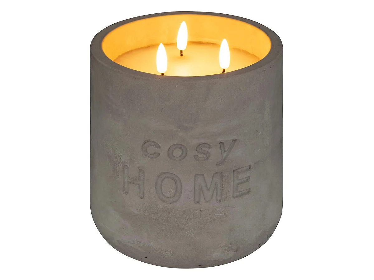 Bougie Déco LED "So Cosy" 18cm Gris