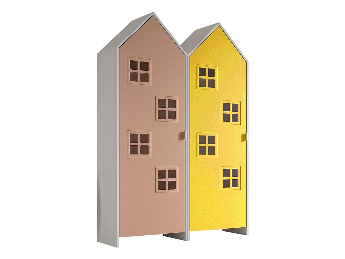 Pack - 2 Armoires Enfant "Casami Bruges" 171cm Rose & Jaune