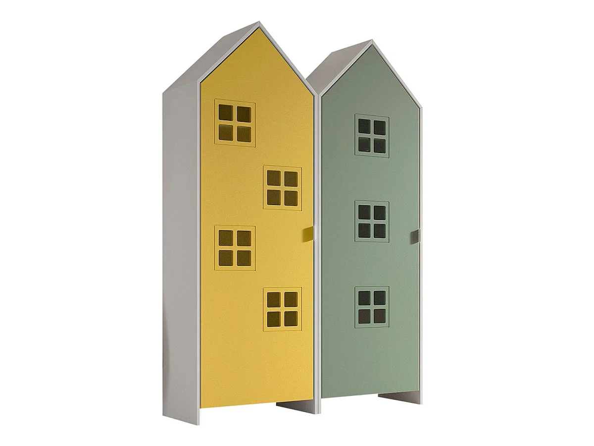Pack - 2 Armoires Enfant "Casami Bruges" 171cm Jaune & Vert