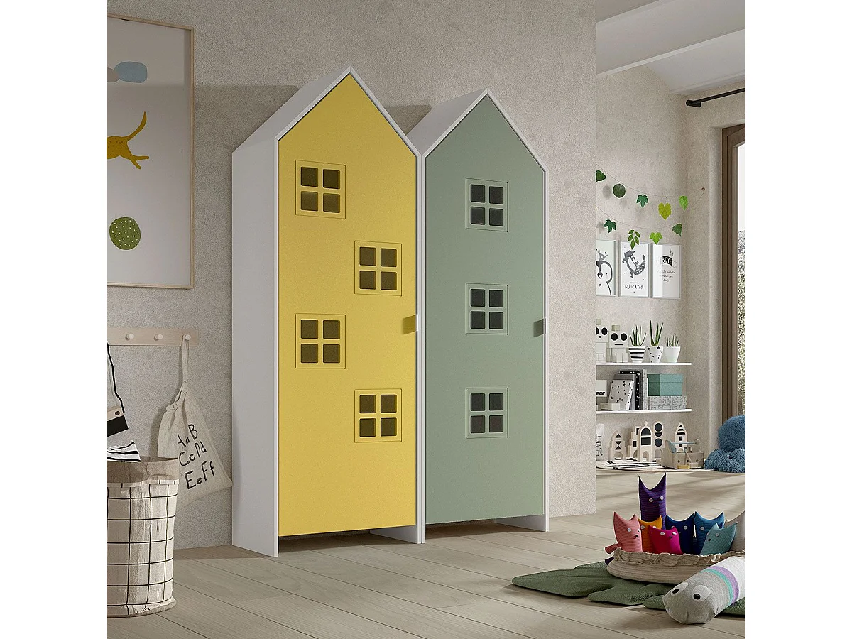 Pack - 2 Armoires Enfant "Casami Bruges" 171cm Jaune & Vert