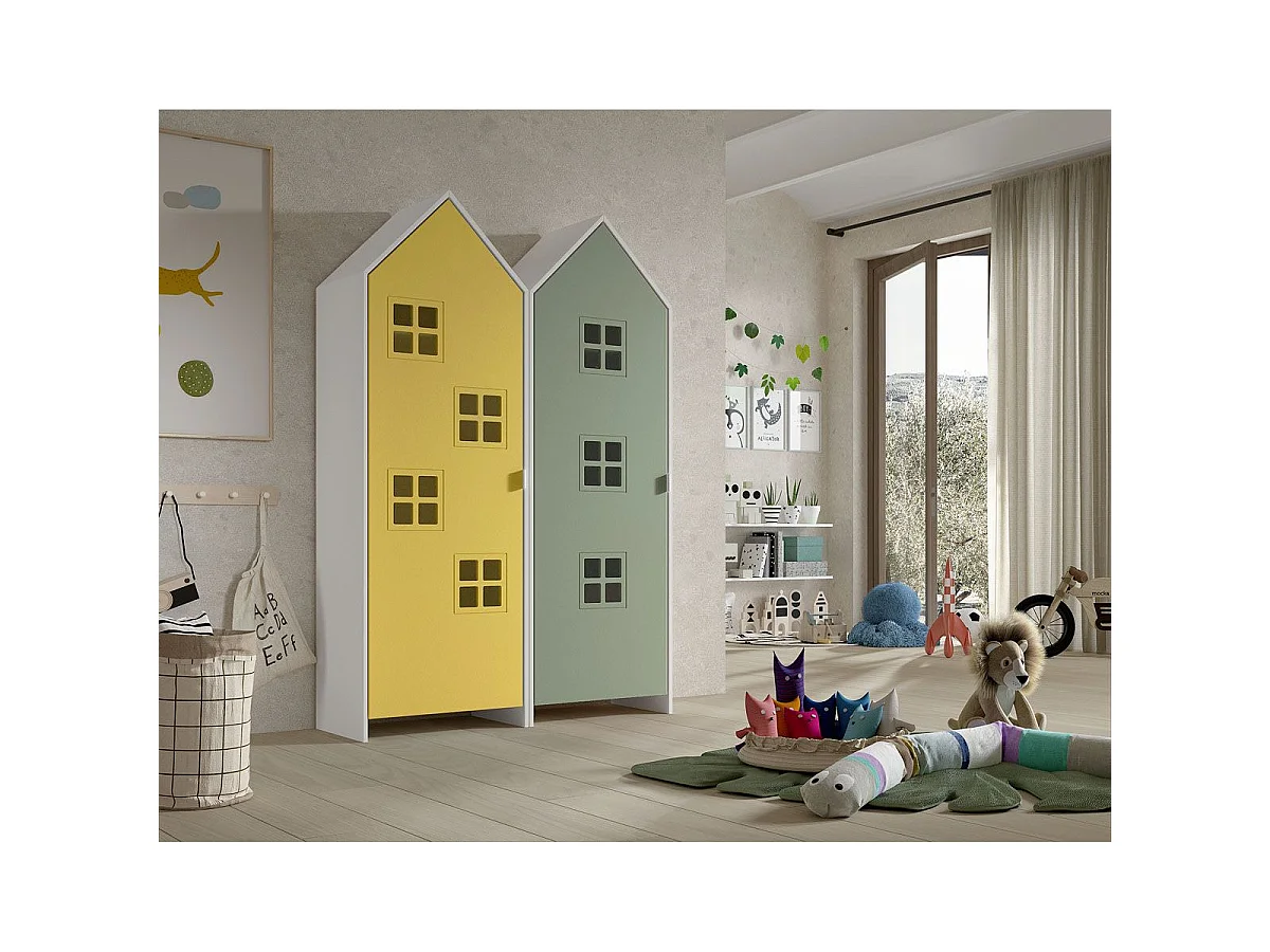 Pack - 2 Armoires Enfant "Casami Bruges" 171cm Jaune & Vert