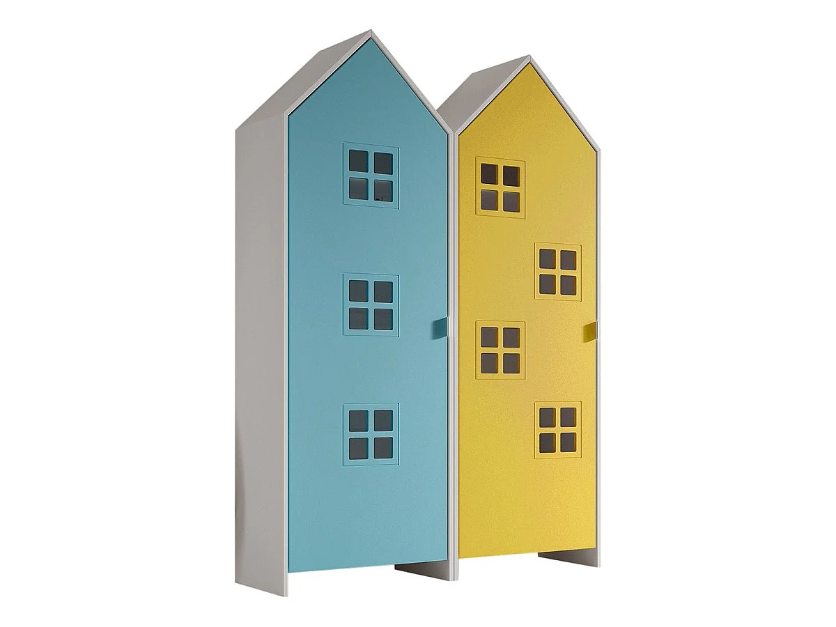 Pack - 2 Armoires Enfant "Casami Bruges" 171cm Bleu & Jaune