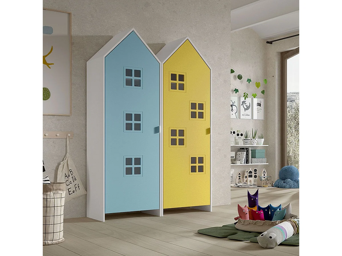 Pack - 2 Armoires Enfant "Casami Bruges" 171cm Bleu & Jaune