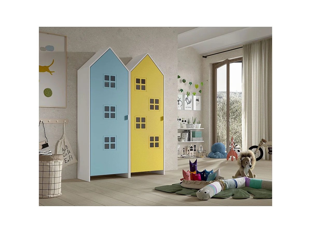 Pack - 2 Armoires Enfant "Casami Bruges" 171cm Bleu & Jaune