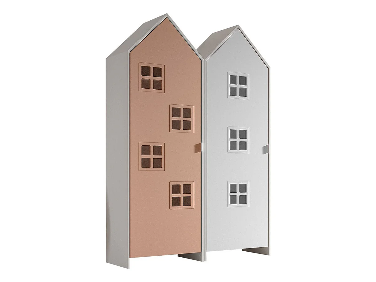 Pack - 2 Armoires Enfant "Casami Bruges" 171cm Rose & Blanc