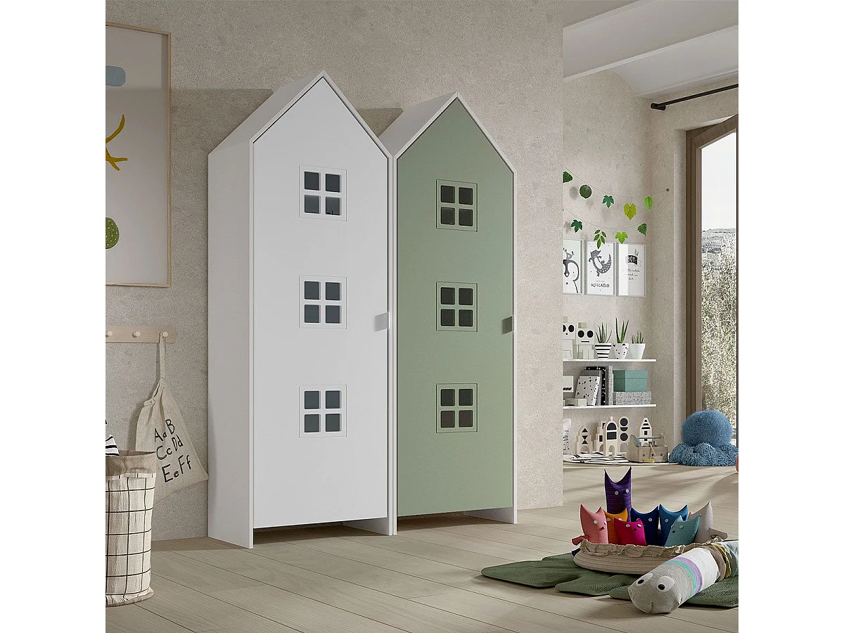 Pack - 2 Armoires Enfant "Casami Bruges" 171cm Vert & Blanc