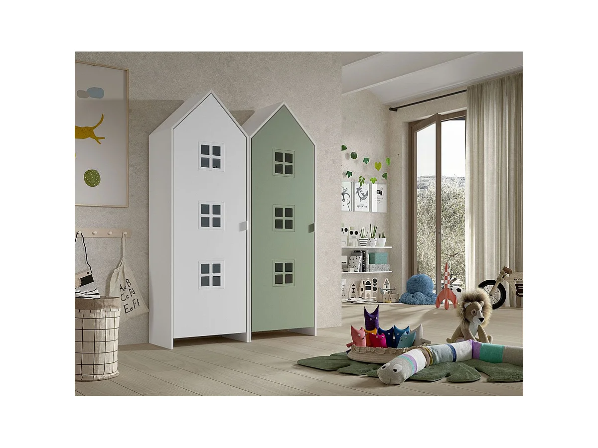Pack - 2 Armoires Enfant "Casami Bruges" 171cm Vert & Blanc