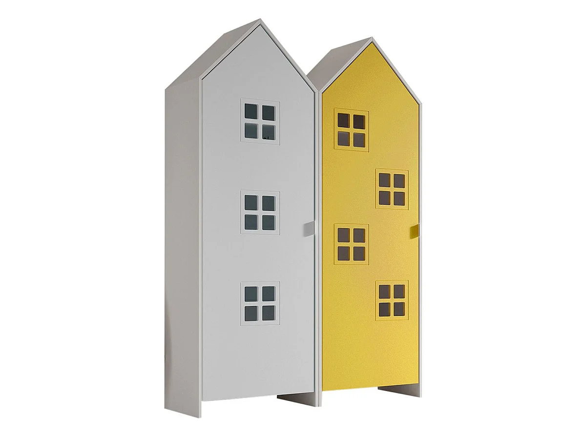Pack - 2 Armoires Enfant "Casami Bruges" 171cm Jaune & Blanc