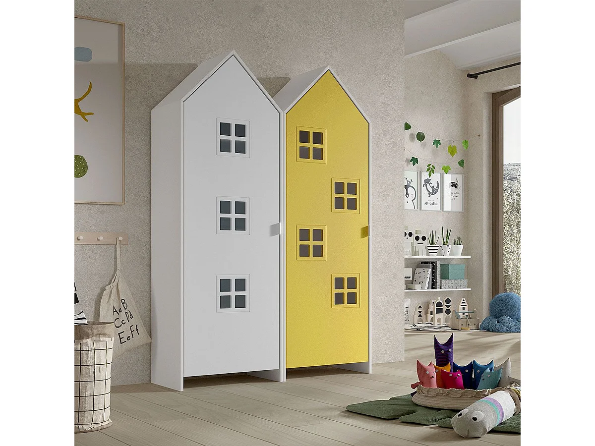 Pack - 2 Armoires Enfant "Casami Bruges" 171cm Jaune & Blanc