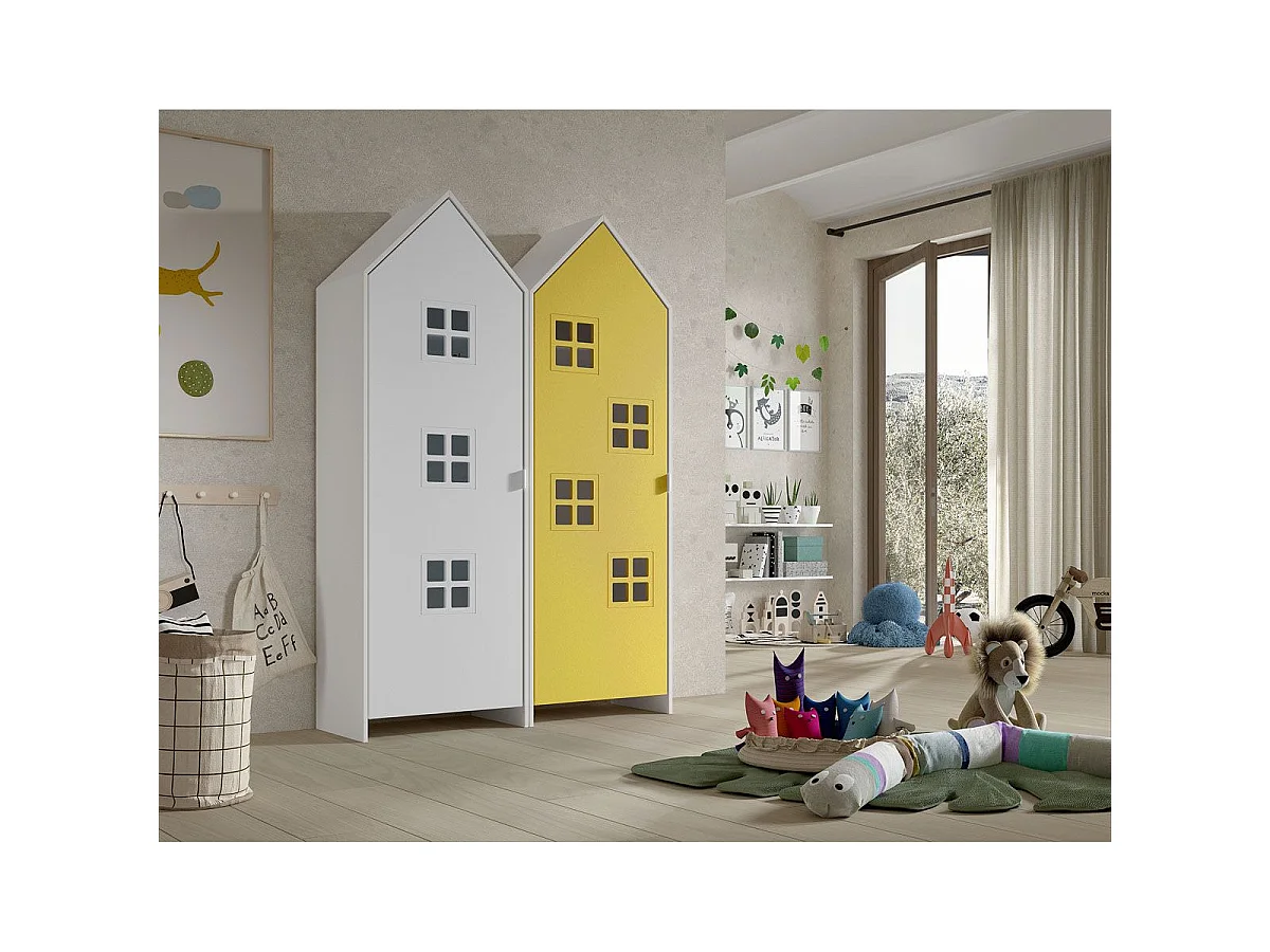 Pack - 2 Armoires Enfant "Casami Bruges" 171cm Jaune & Blanc