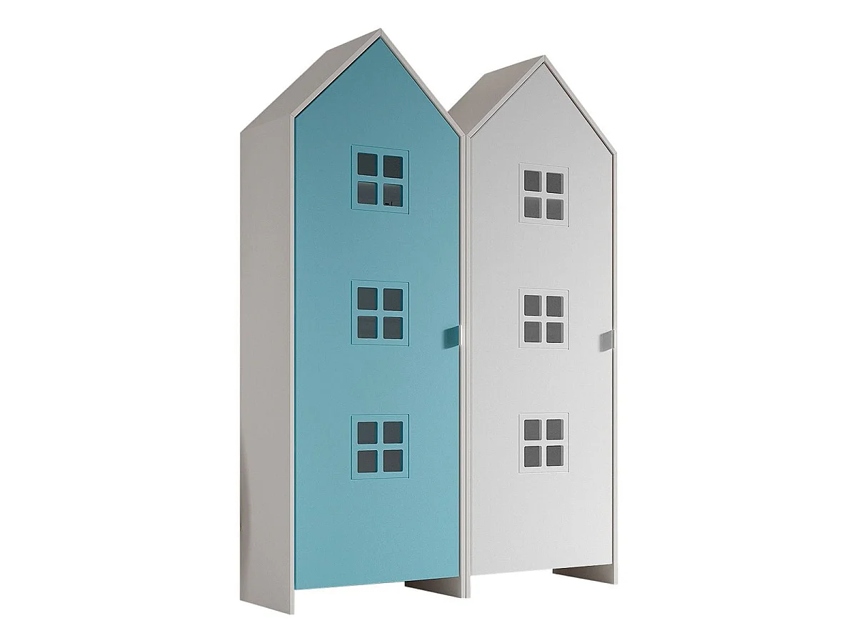Pack - 2 Armoires Enfant "Casami Bruges" 171cm Bleu & Blanc