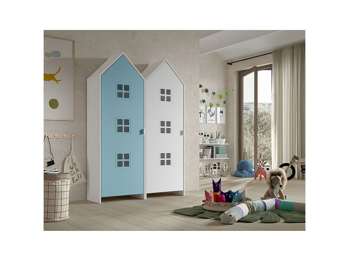 Pack - 2 Armoires Enfant "Casami Bruges" 171cm Bleu & Blanc
