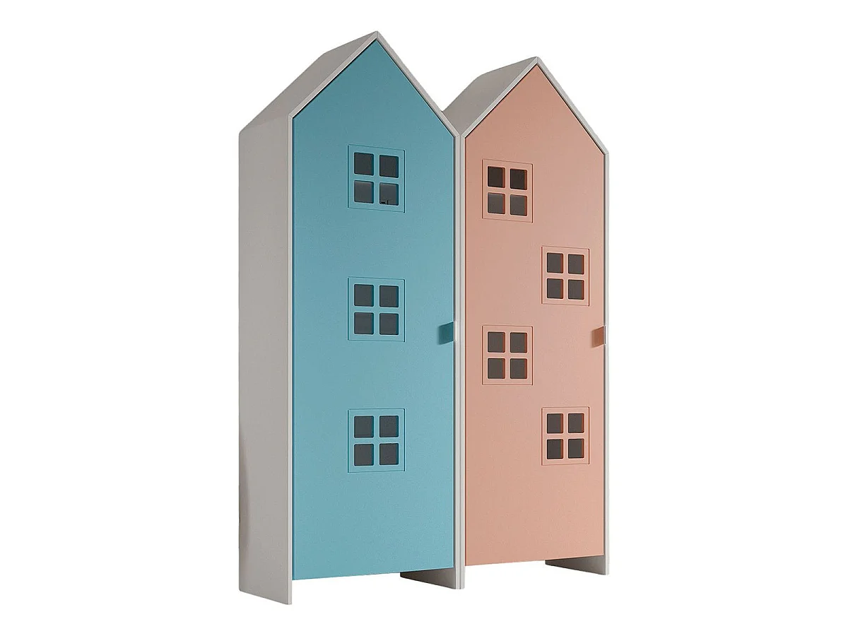 Pack - 2 Armoires Enfant "Casami Bruges" 171cm Bleu & Rose