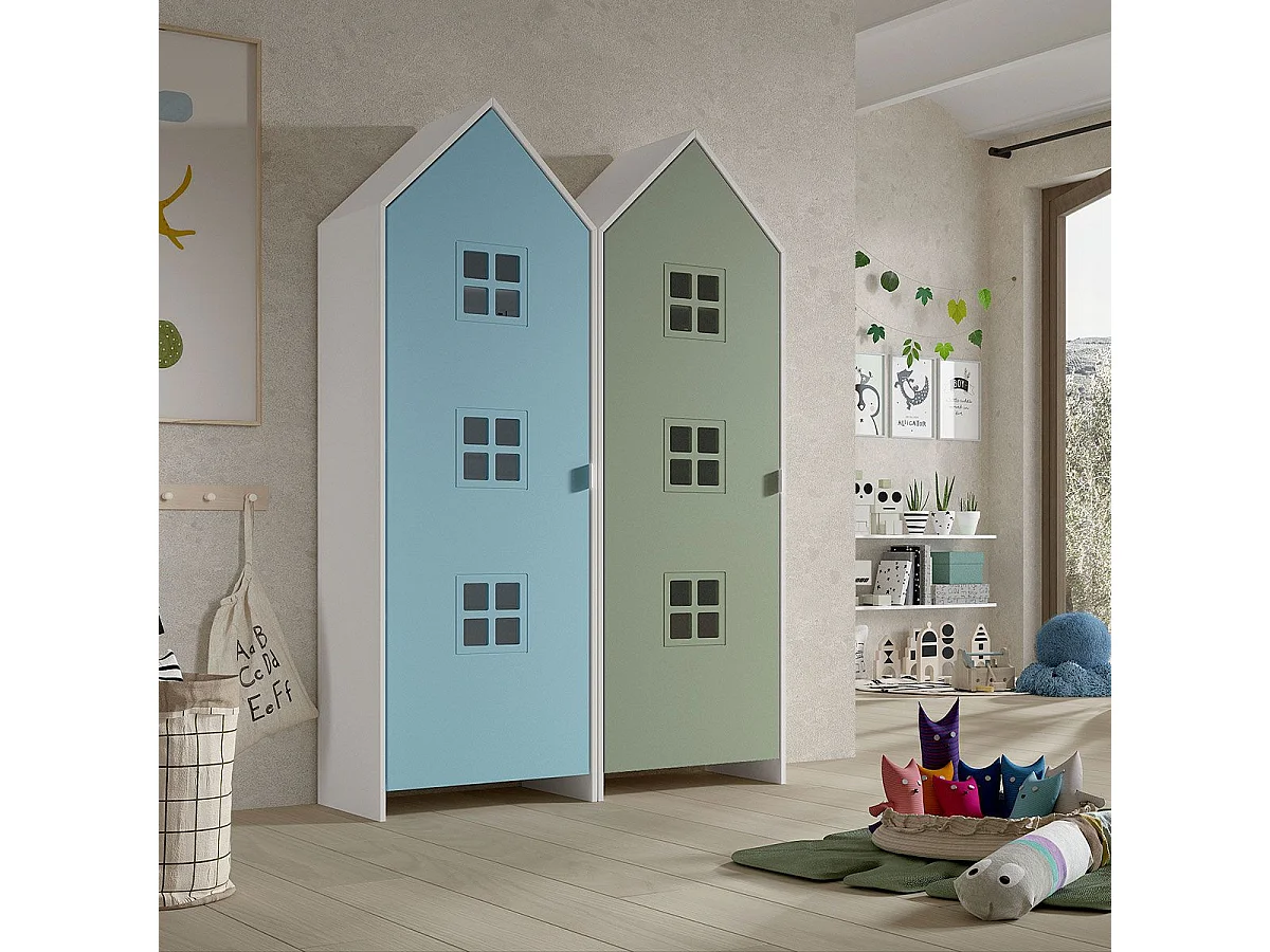 Pack - 2 Armoires Enfant "Casami Bruges" 171cm Bleu & Vert