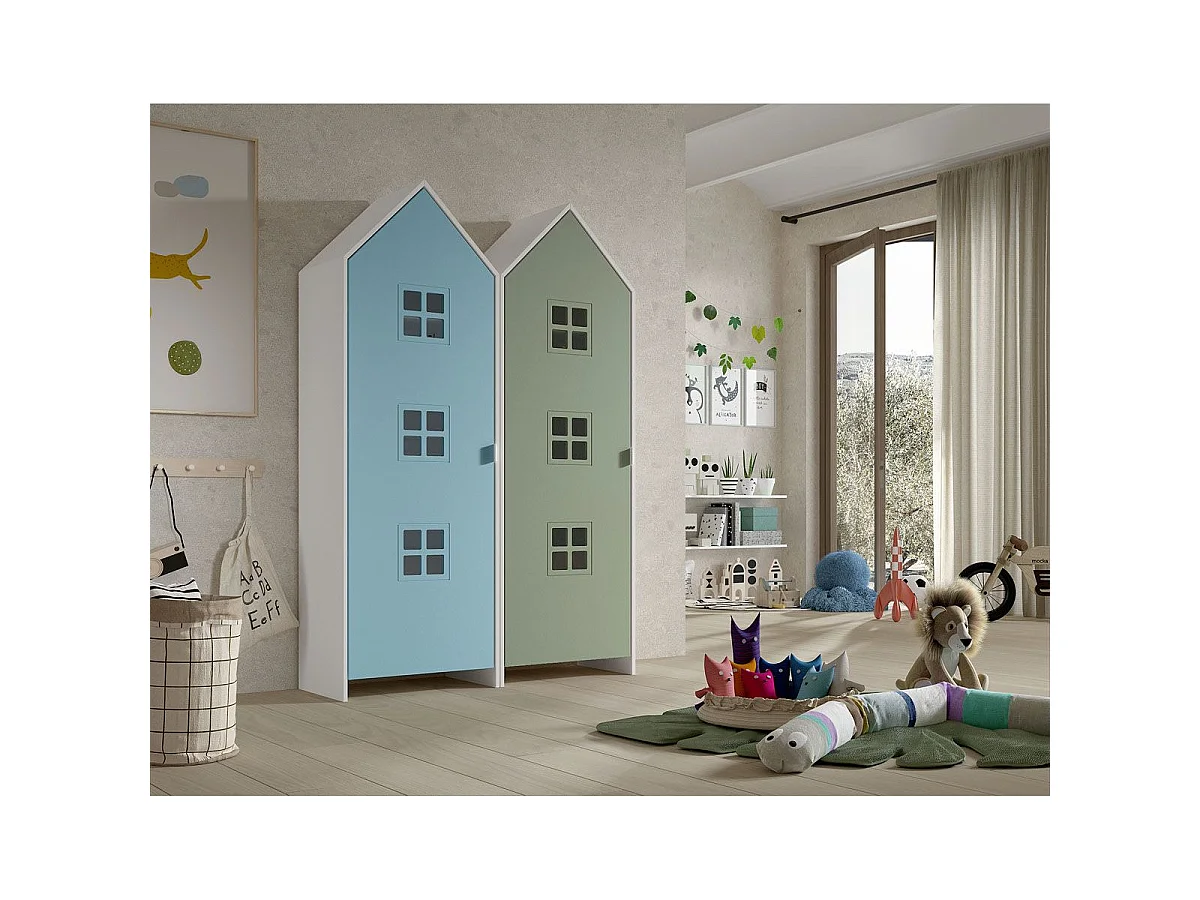 Pack - 2 Armoires Enfant "Casami Bruges" 171cm Bleu & Vert