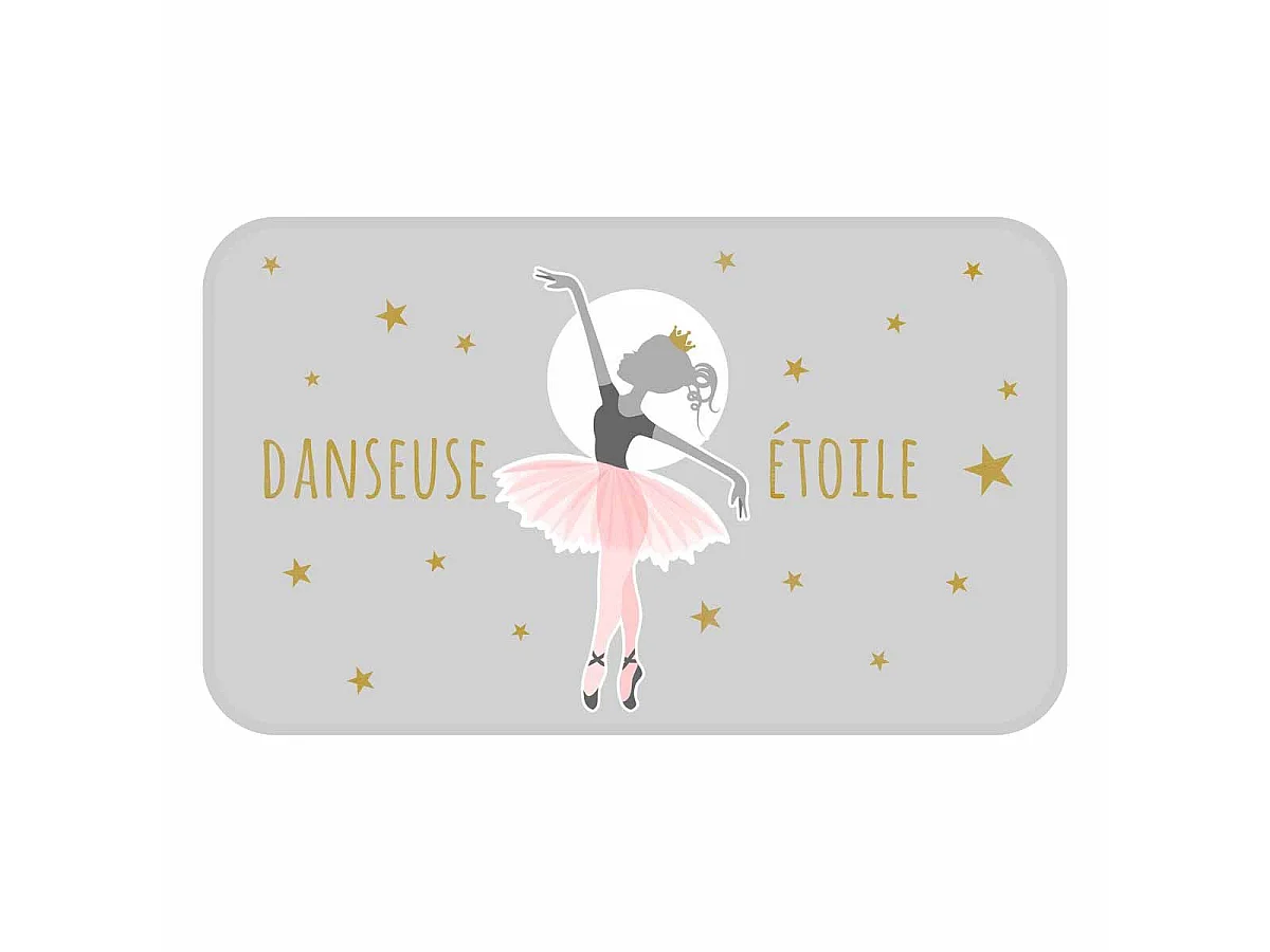 Tapis Enfant Déco "Danseuse Étoile" 45x75cm Gris