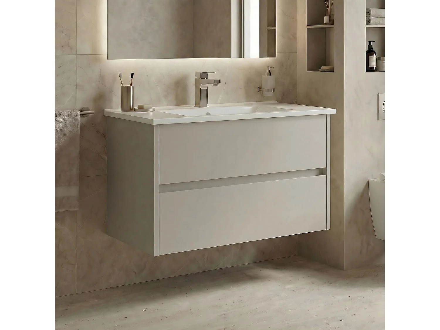 Meuble Vasque "Arno 85" - 85 x 45 x 52 cm - Cashmere