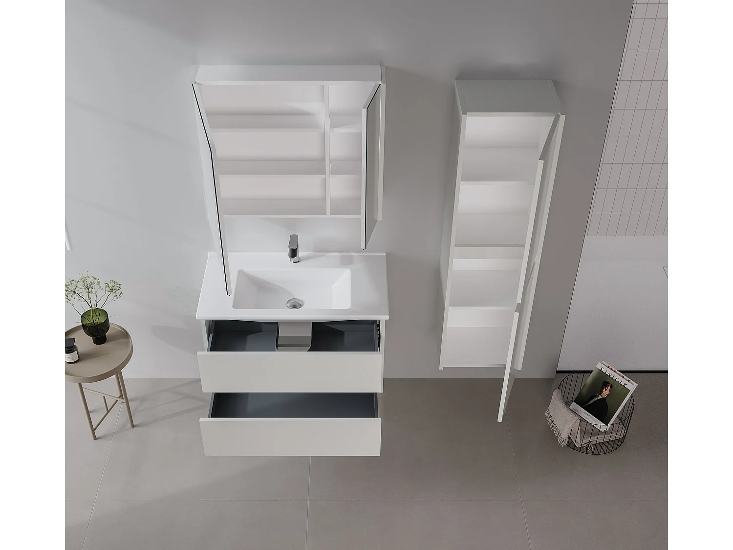 Meuble Vasque "Arno 85" - 85 x 45 x 52 cm - Cashmere