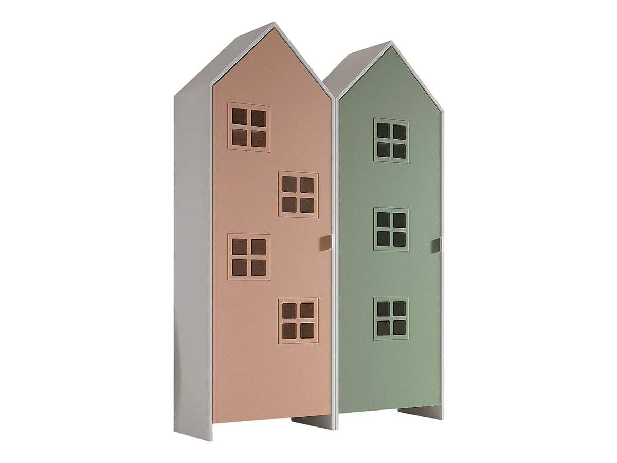 Pack - 2 Armoires Enfant "Casami Bruges" 171cm Rose & Vert