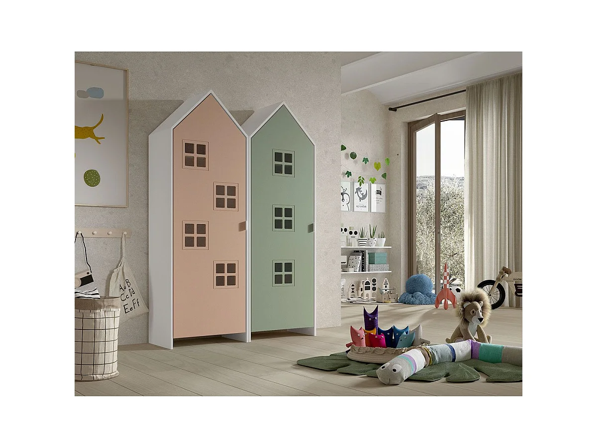 Pack - 2 Armoires Enfant "Casami Bruges" 171cm Rose & Vert