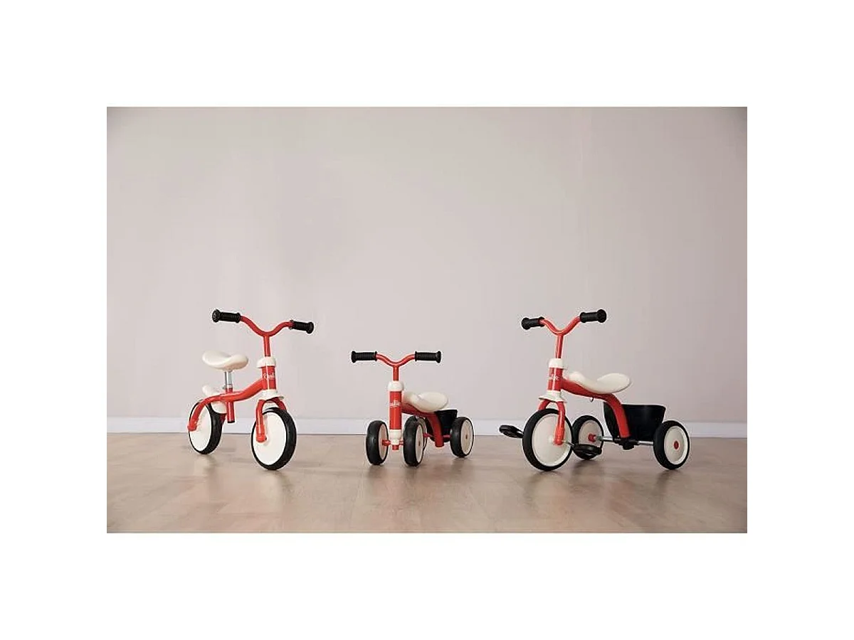 Triciclo Infantil Smoby Rookie Estructura de Metal Ruedas EVA Silenciosas Almacenamiento Diseño Retro