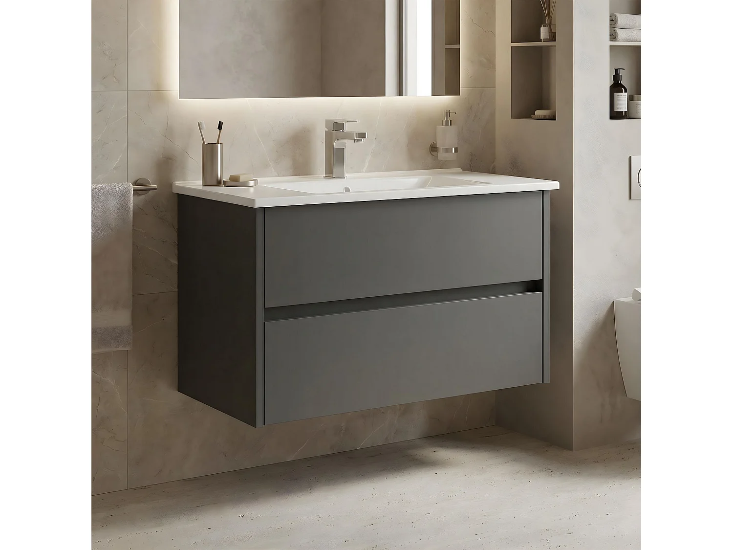 Meuble Vasque "Arno 85" - 85 x 45 x 52 cm - Anthracite