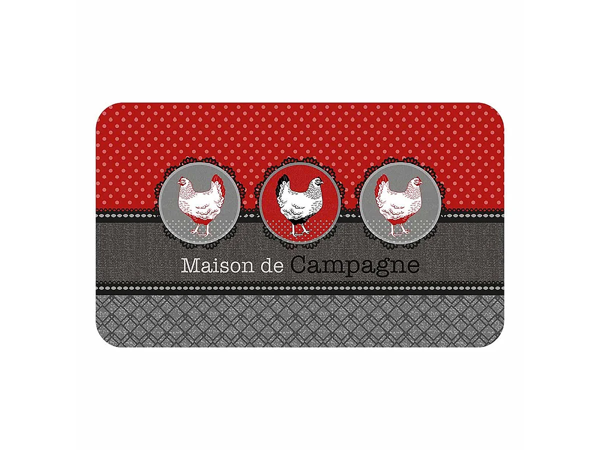Tapis de Cuisine Imprimé "Auberge" 45x75cm Rouge