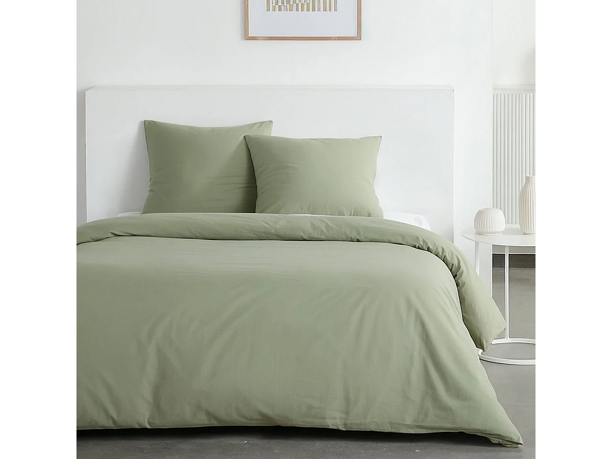 TODAY Gewassen Effect Beddengoed Set voor Tweepersoonsbed - Salie Groen - 220x240 cm Dekbedovertrek met 2 Kussenslopen
