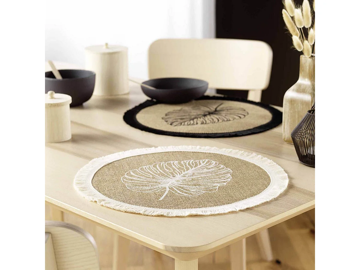 Set de Table Rond en Jute "Mogador" 38cm Naturel