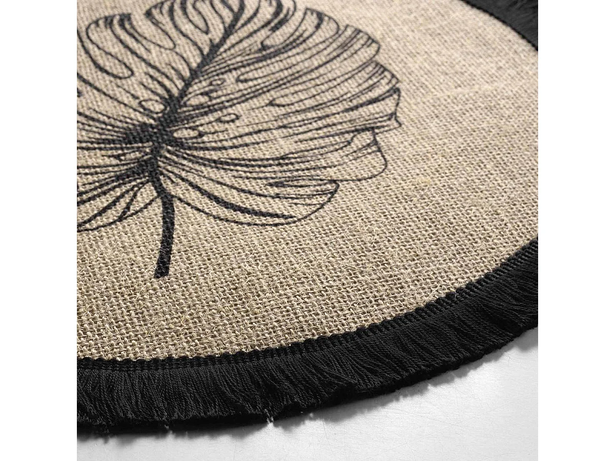 Set de Table Rond en Jute "Mogador" 38cm Naturel & Noir