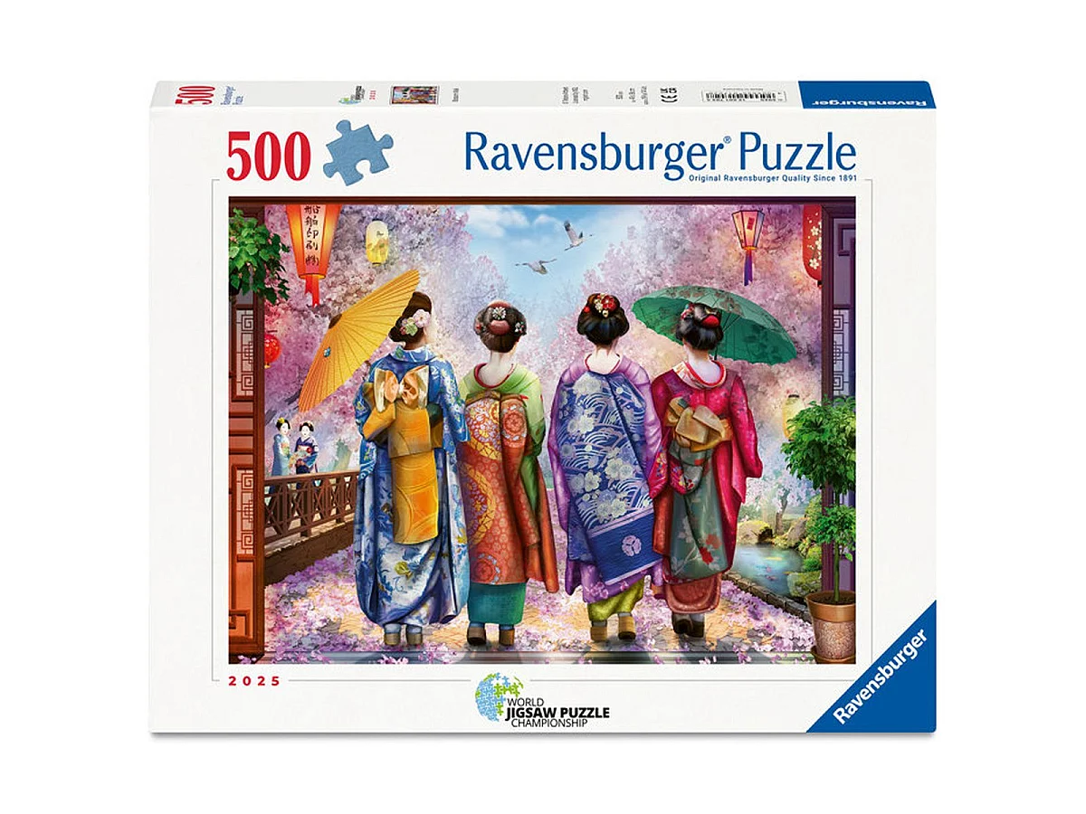Ravensburger Puzzle 500 pièces - Promenade Fleurie (Scène de kimonos sous les fleurs de cerisier)