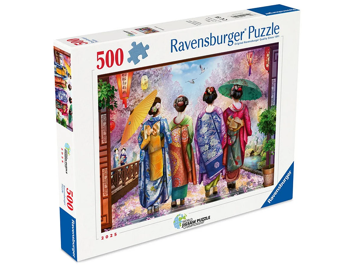 Ravensburger Puzzle 500 pièces - Promenade Fleurie (Scène de kimonos sous les fleurs de cerisier)
