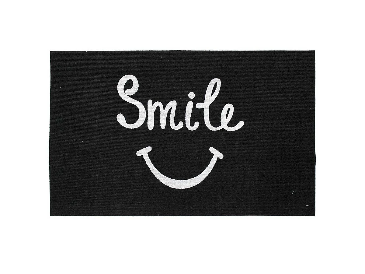 Tapis Imprimé Phosphorescent "Smile" 45x70cm Noir