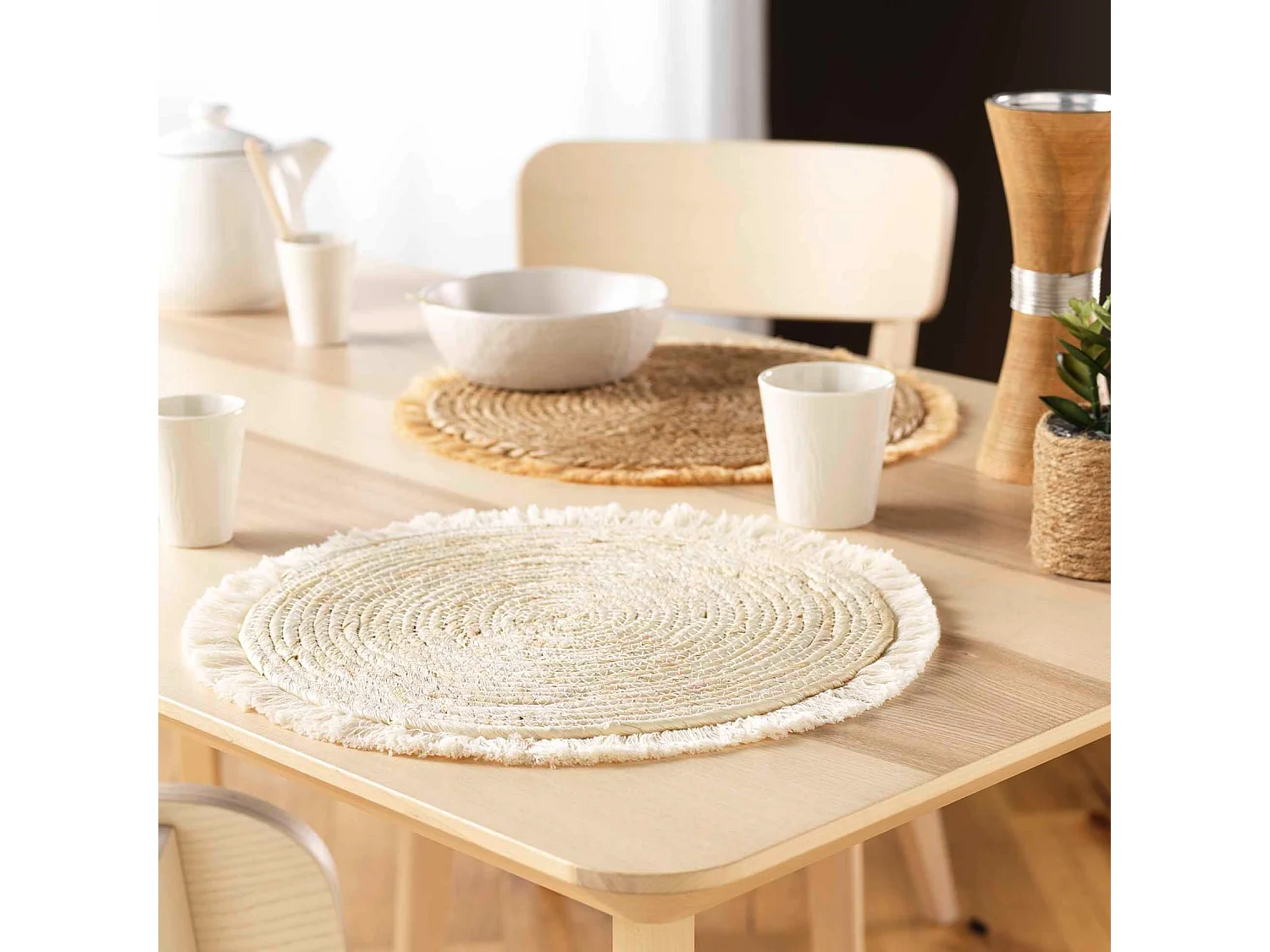 Set de Table Rond en Paille "Oslo" 38cm Naturel