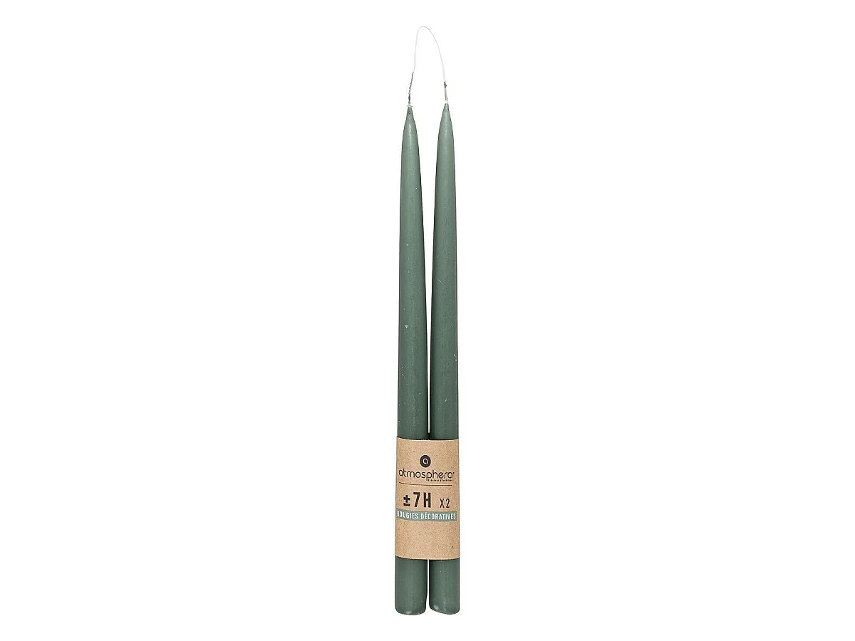 Lot de 2 Bougies Bâton "Hugo" 30cm Vert Céladon