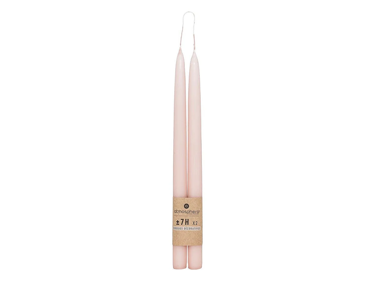 Lot de 2 Bougies Bâton "Hugo" 30cm Rose