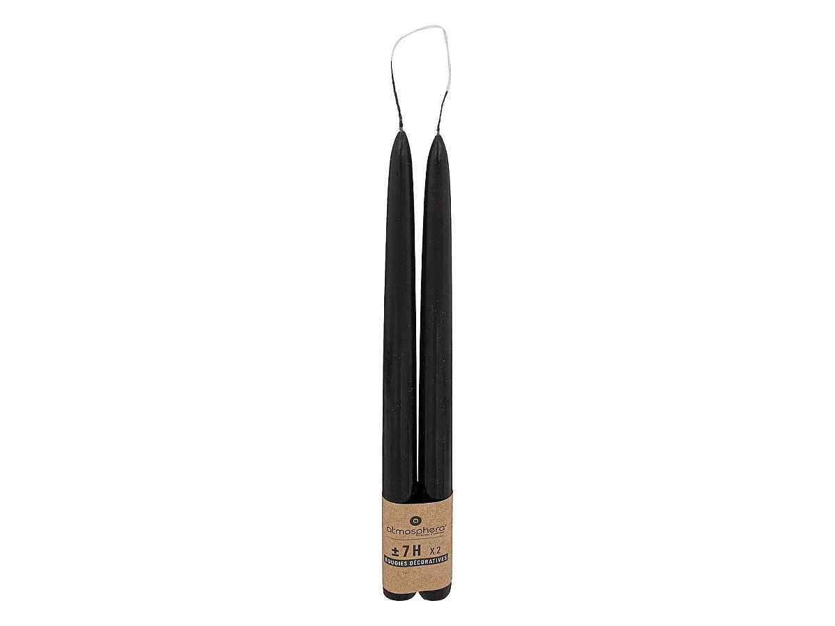 Lot de 2 Bougies Bâton "Hugo" 30cm Noir