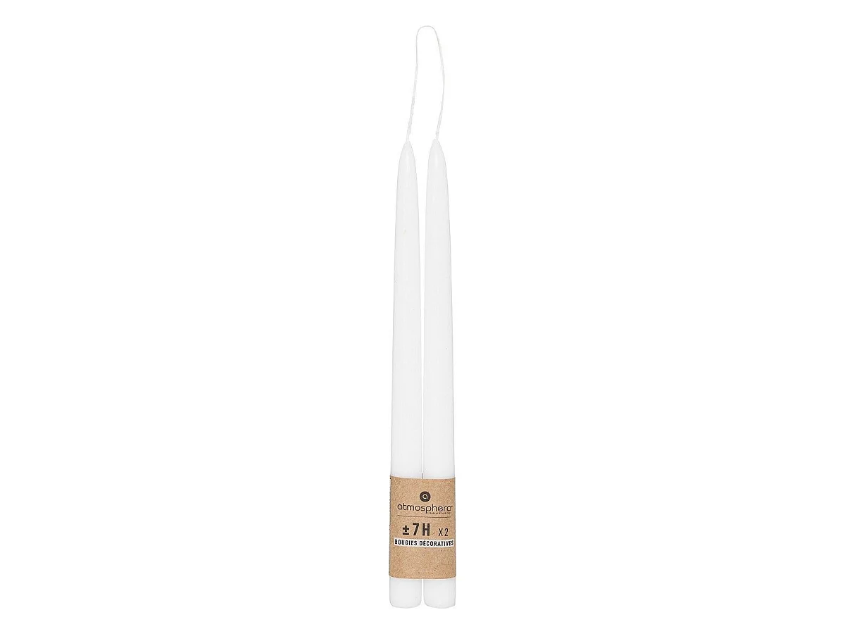 Lot de 2 Bougies Bâton "Hugo" 30cm Blanc
