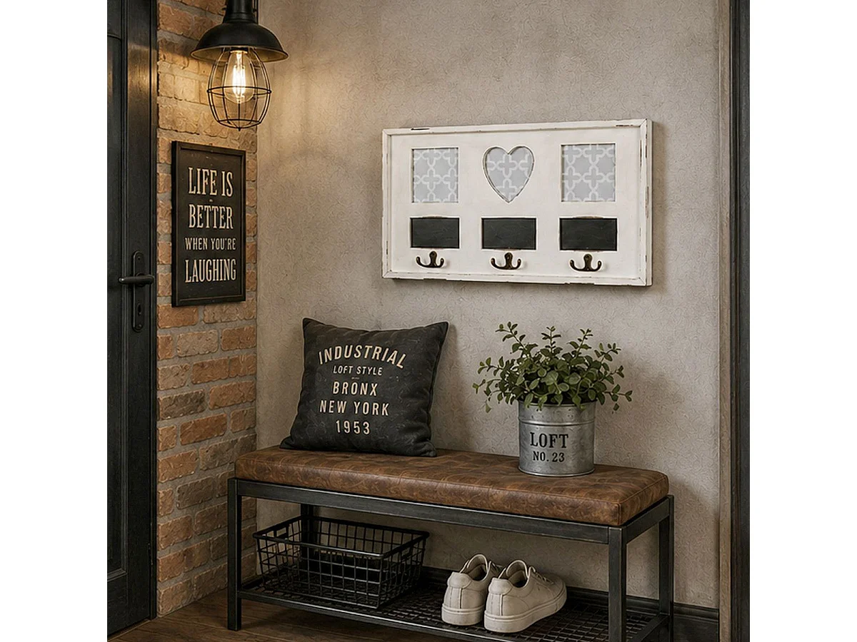 Patère Murale Vintage "Coeur" 49cm Blanc