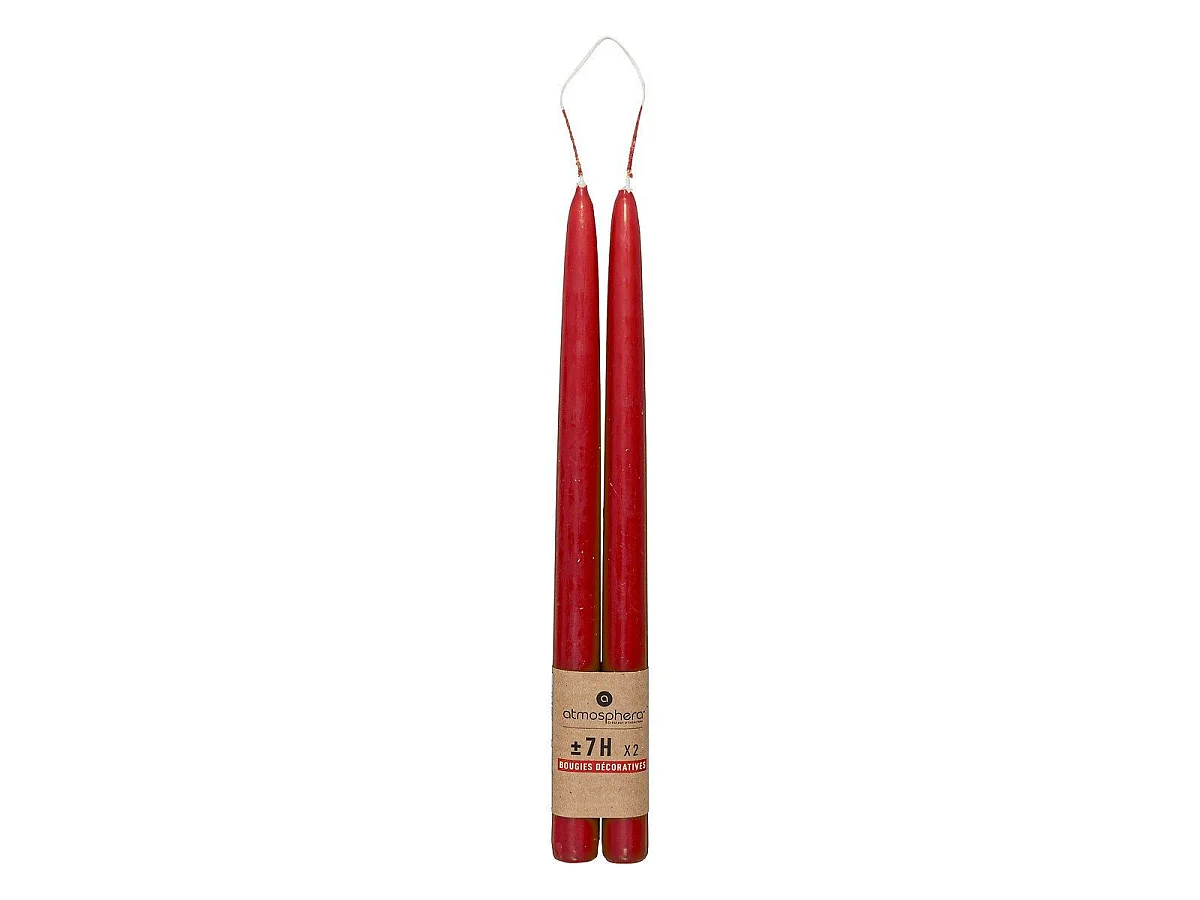 Lot de 2 Bougies Bâton "Hugo" 30cm Rouge