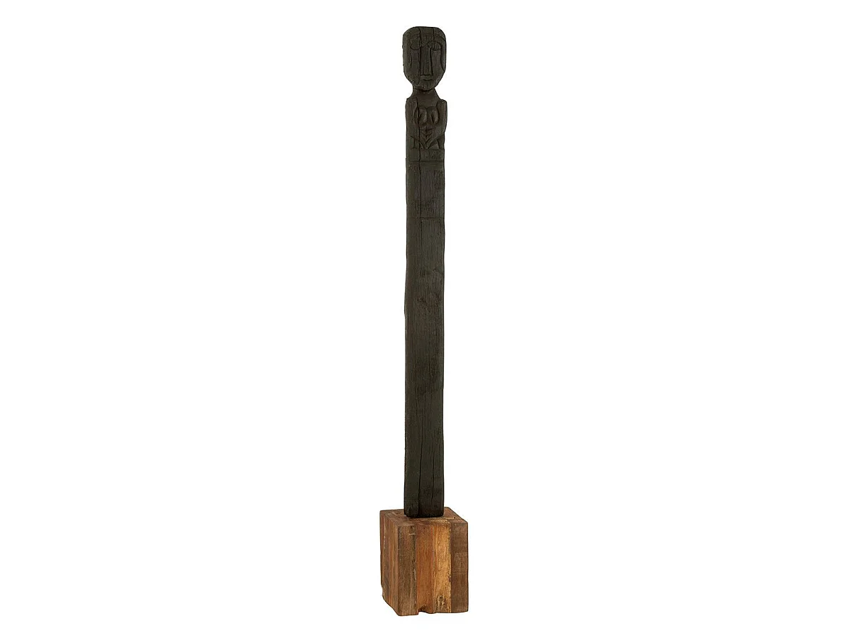 Statue Déco en Bois "Kuru" 160cm Noir