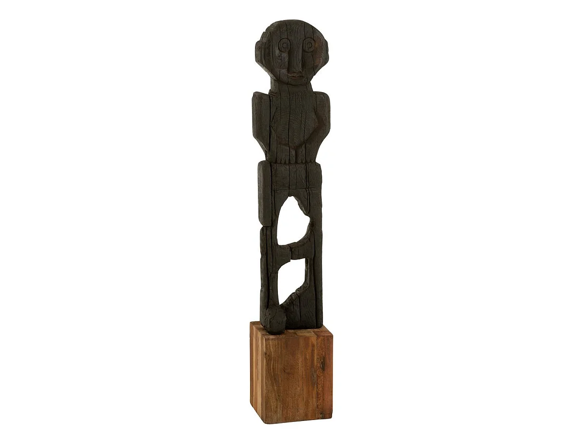 Statue Déco en Bois "Mara" 107cm Noir