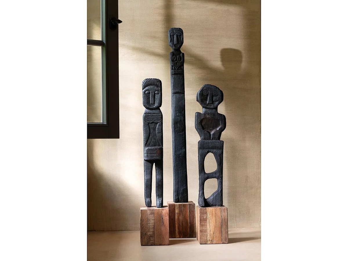 Statue Déco en Bois "Mara" 107cm Noir